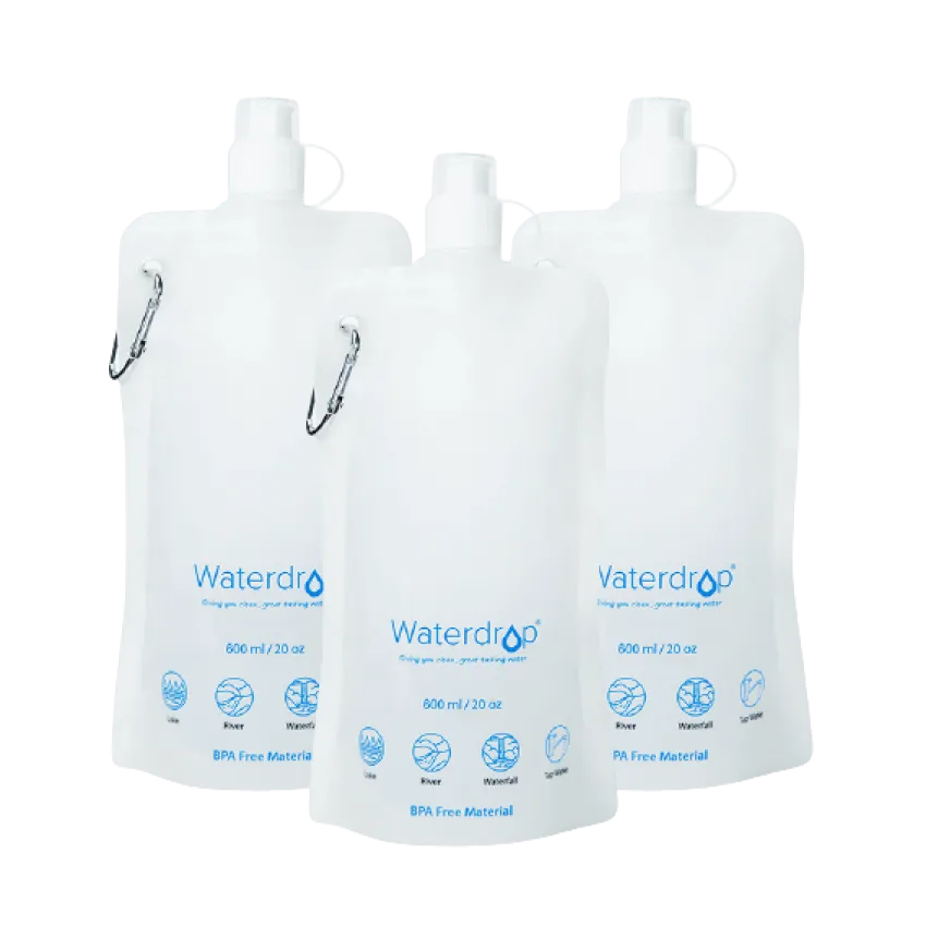 Waterdrop Collapsible Water Pouch, Pack of 3